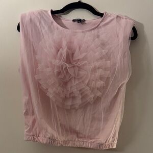 Express Light Pink Sleeveless Ruffle Front Tank